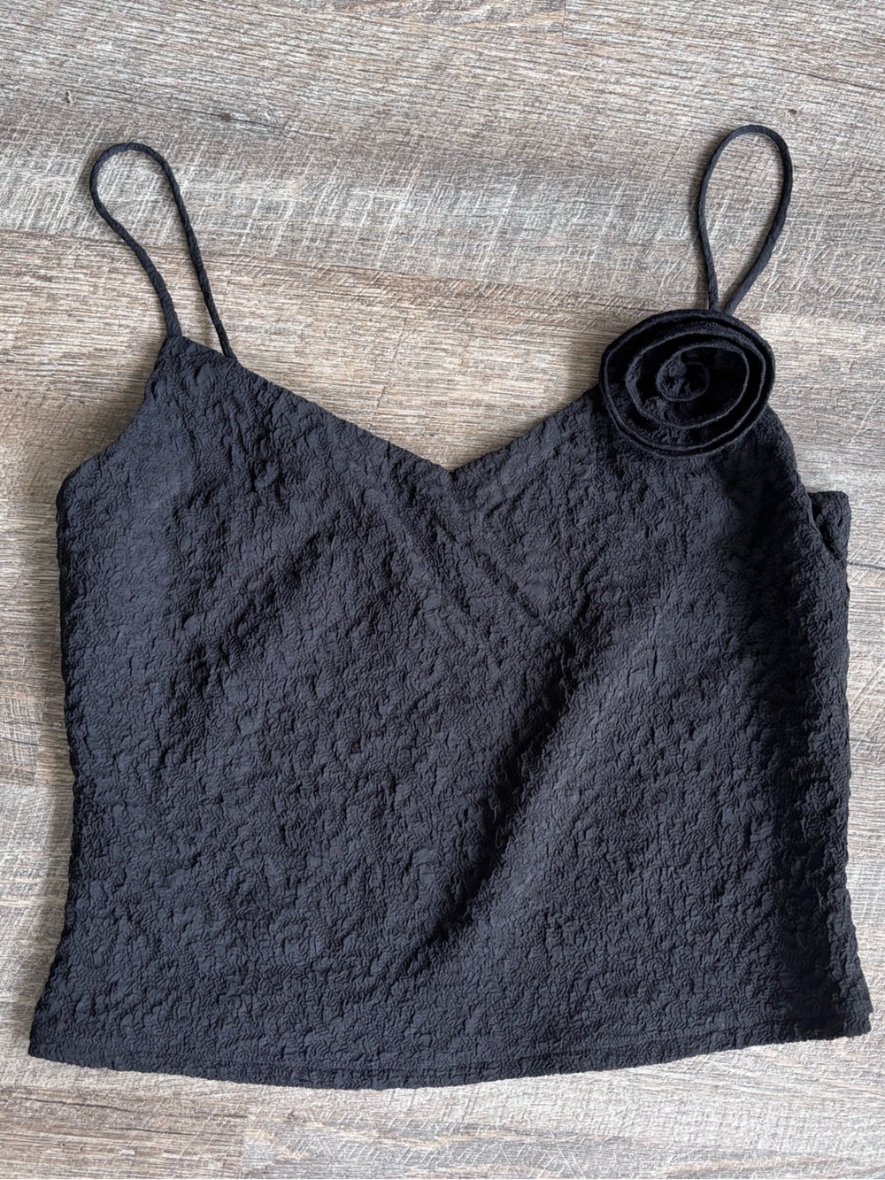 ASTR Black Lace Rosette Spaghetti Strap Camisole -XL